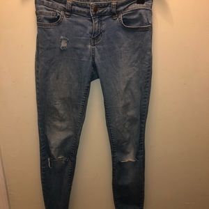Vans light blue skinny jeans distressed